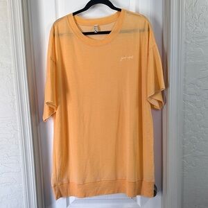 Free People intimately Tangerine “Good Vibes” Sheer Oversized TShirt Size XS